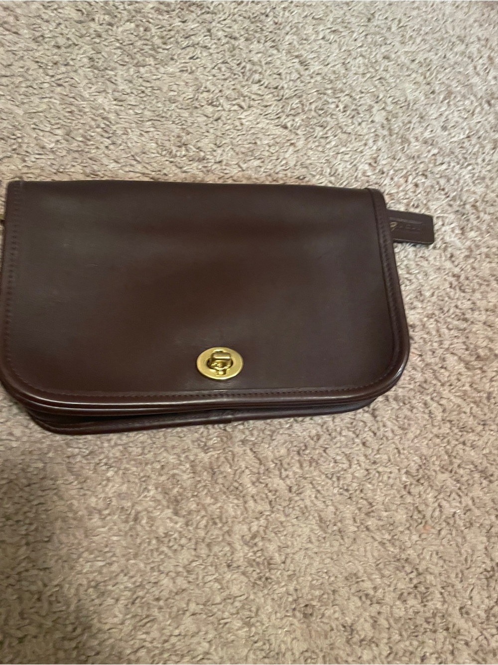 Coach Leather Crossbody Bag in Dark Brown Turnlock Gold - Picture 2 of 12